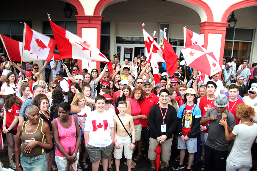 70 people with flags