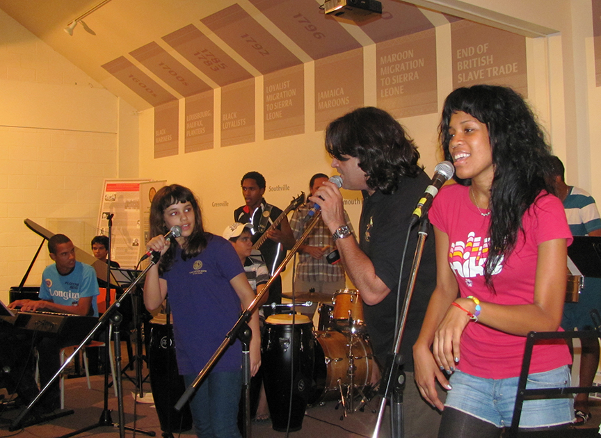 on stage at Black Cultural Centre